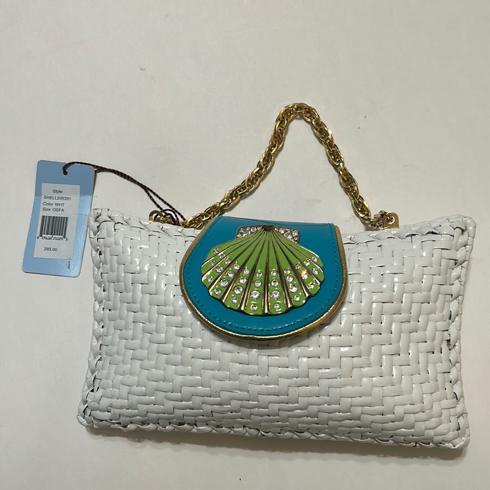 Rare Rafe New York straw seashell clutch